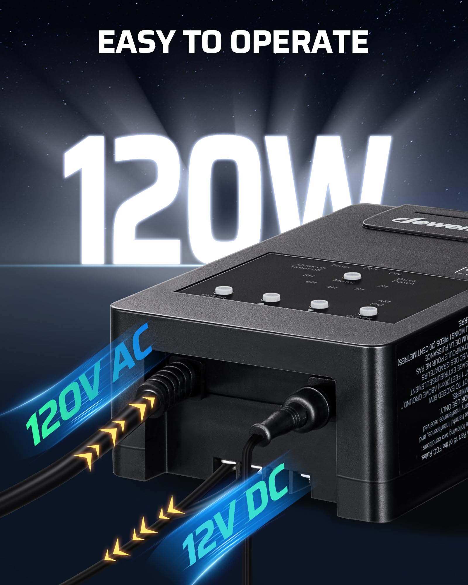 Foto 6 pulgar | Transformador De Paisaje Dewenwils De 120 W Con Mando A Distancia De 12 V - Venta Internacional.