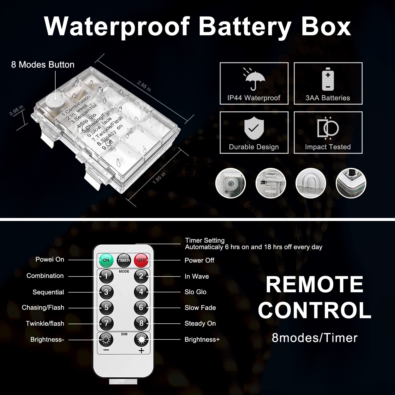 Foto 6 pulgar | Luces Navideñas Jmexsuss 100 Led Con Batería De 33 Pies, Resistente Al Agua - Venta Internacional.