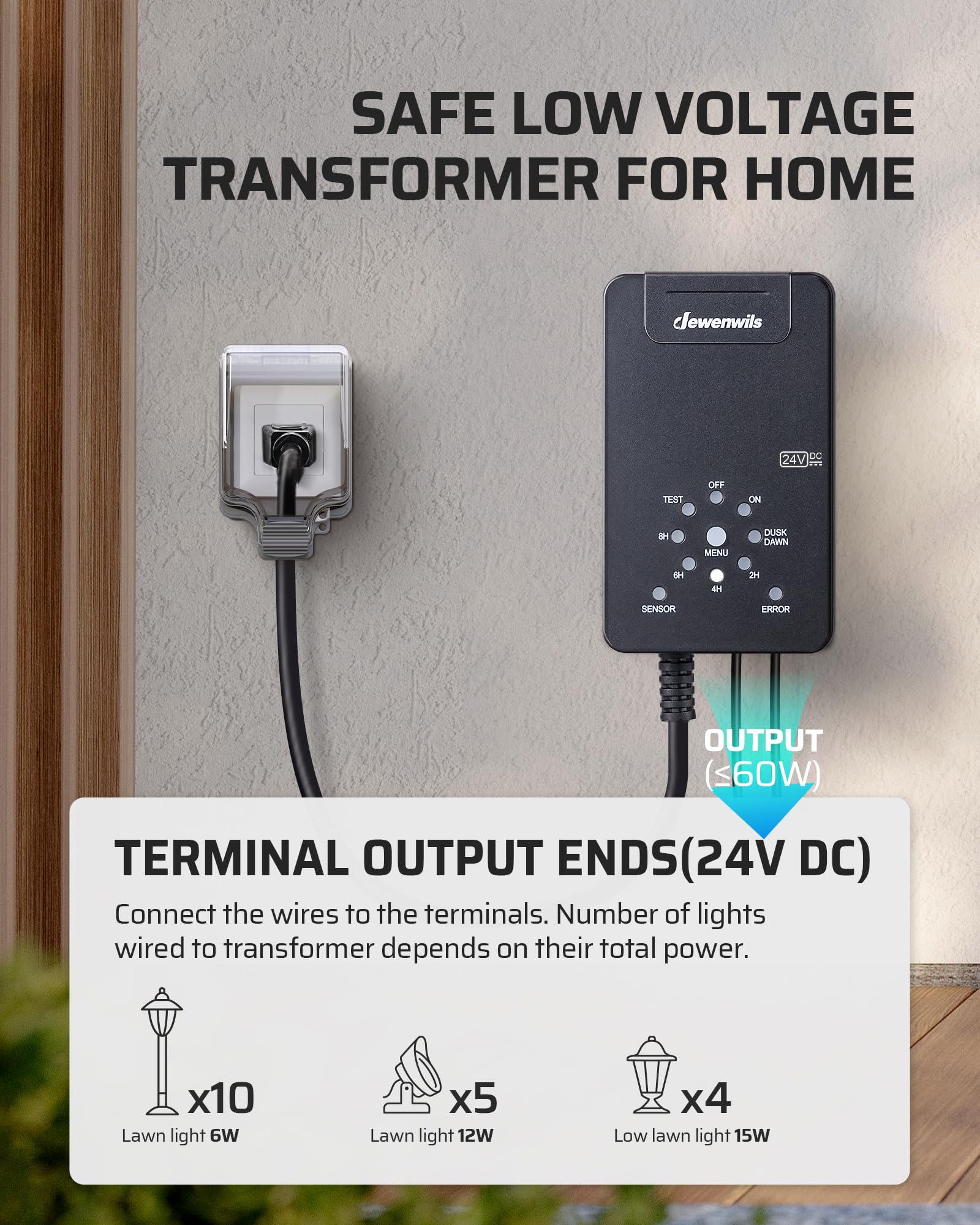 Foto 6 pulgar | Transformador De Paisaje Dewenwils 60 W 120 V Ac A 24 V Dc - Venta Internacional.