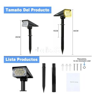Foto 4 | Lámpara Solar Exterior De 7 Led Luz Multicolor 1 Pz Negro