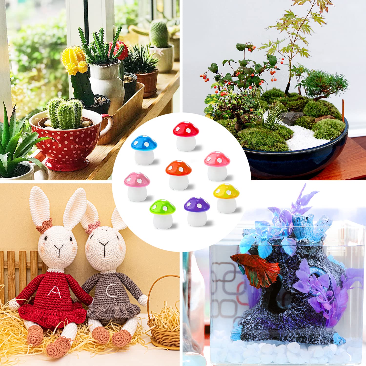Foto 7 | Miniestatuas De Setas De Resina Luter  120 Unidades  Para Decoración De Jardín - Venta Internacional.