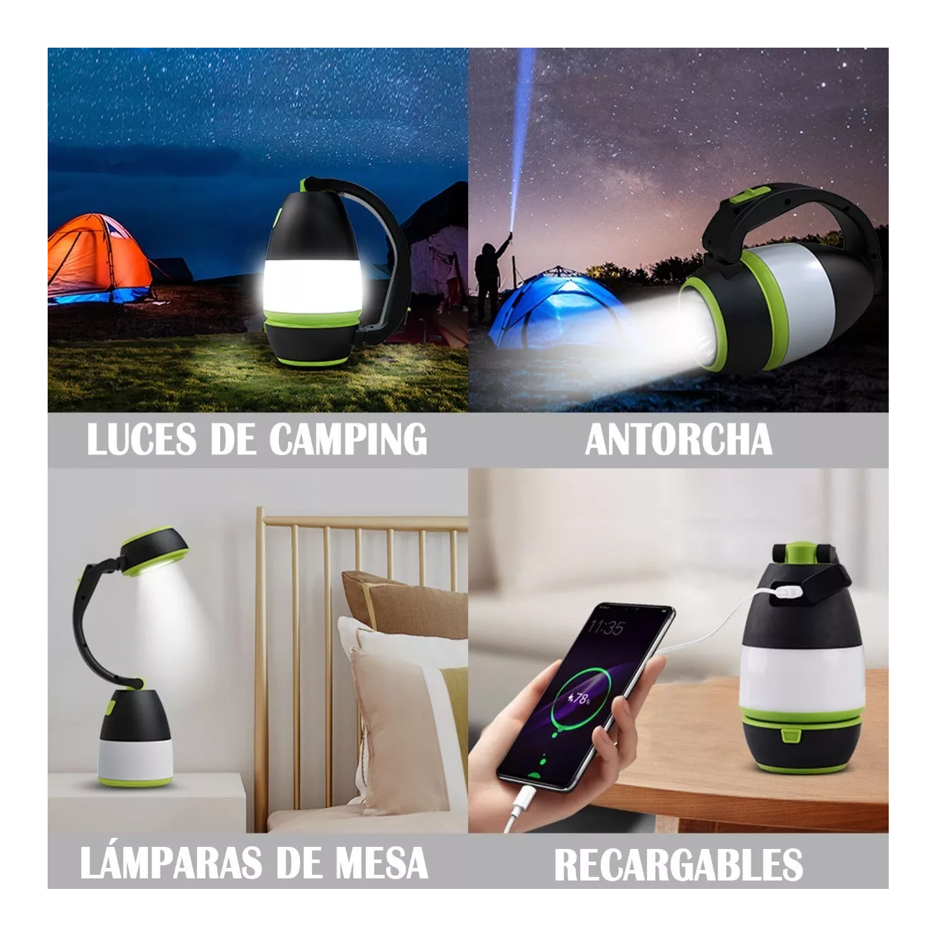 Foto 5 | Lámpara Recargable Belug para Acampar color Negro