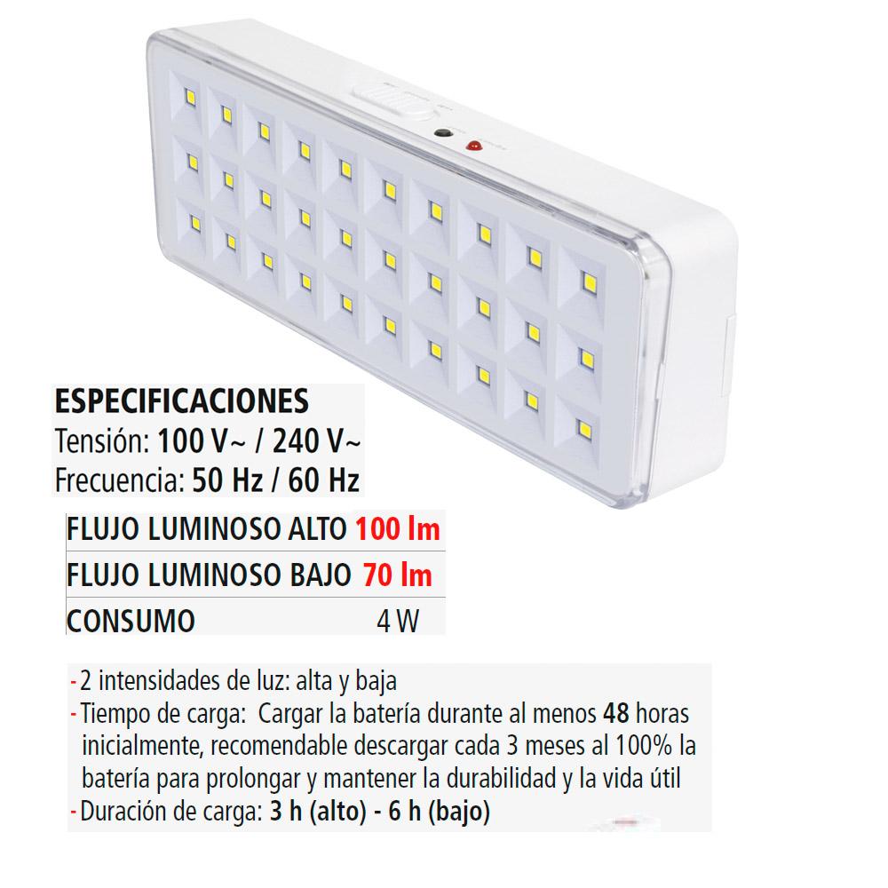 Foto 4 pulgar | Lámpara de Emergencia IUSA 23957 color Blanco Lineal 30 LED Consumo de 4 W