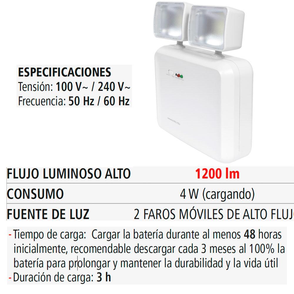 Foto 4 pulgar | Lámpara LED de Emergencia IUSA color Blanco 2 Faros