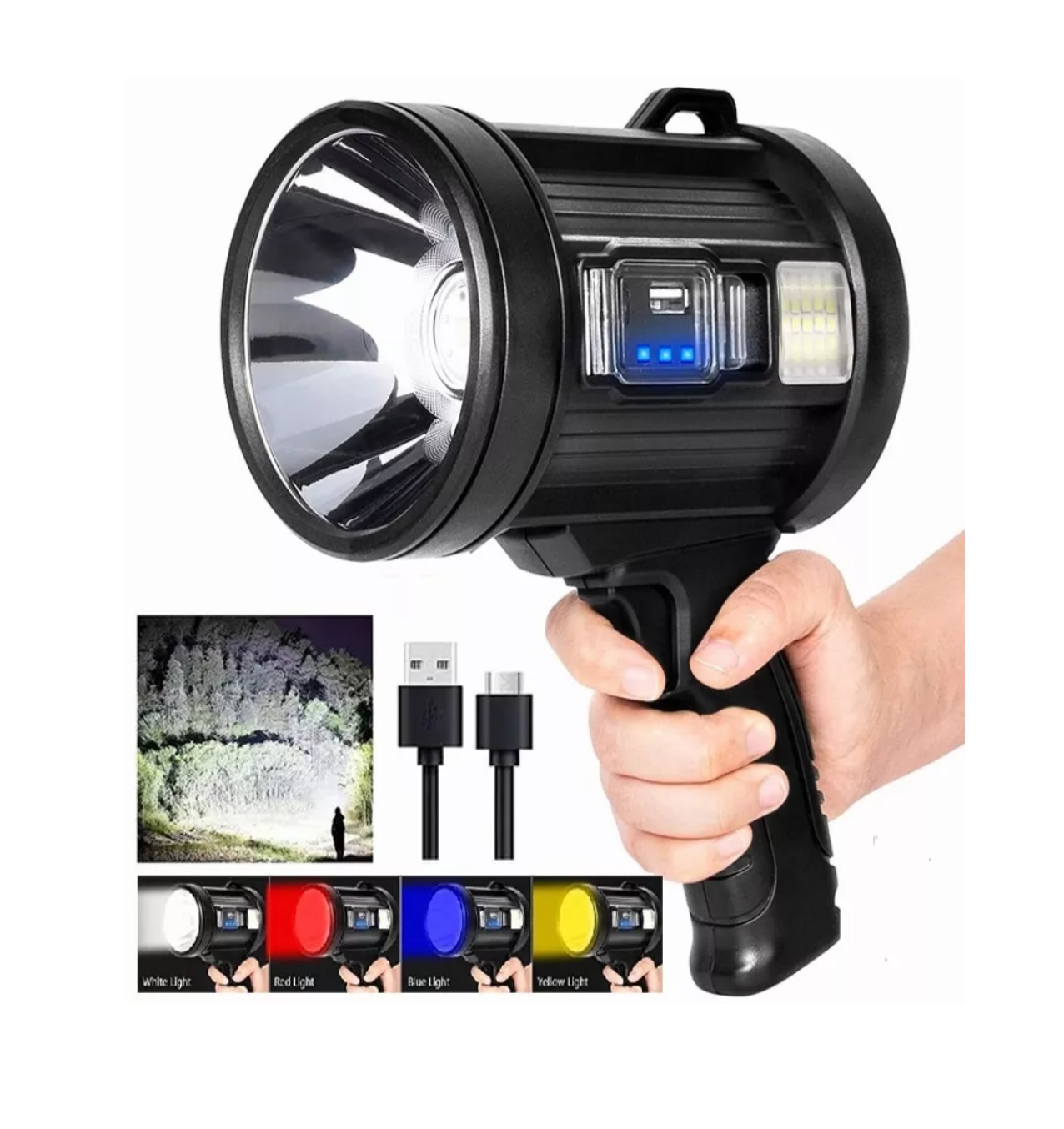 Foto 3 pulgar | Foco Linterna De Mano Led Spot Light Negro