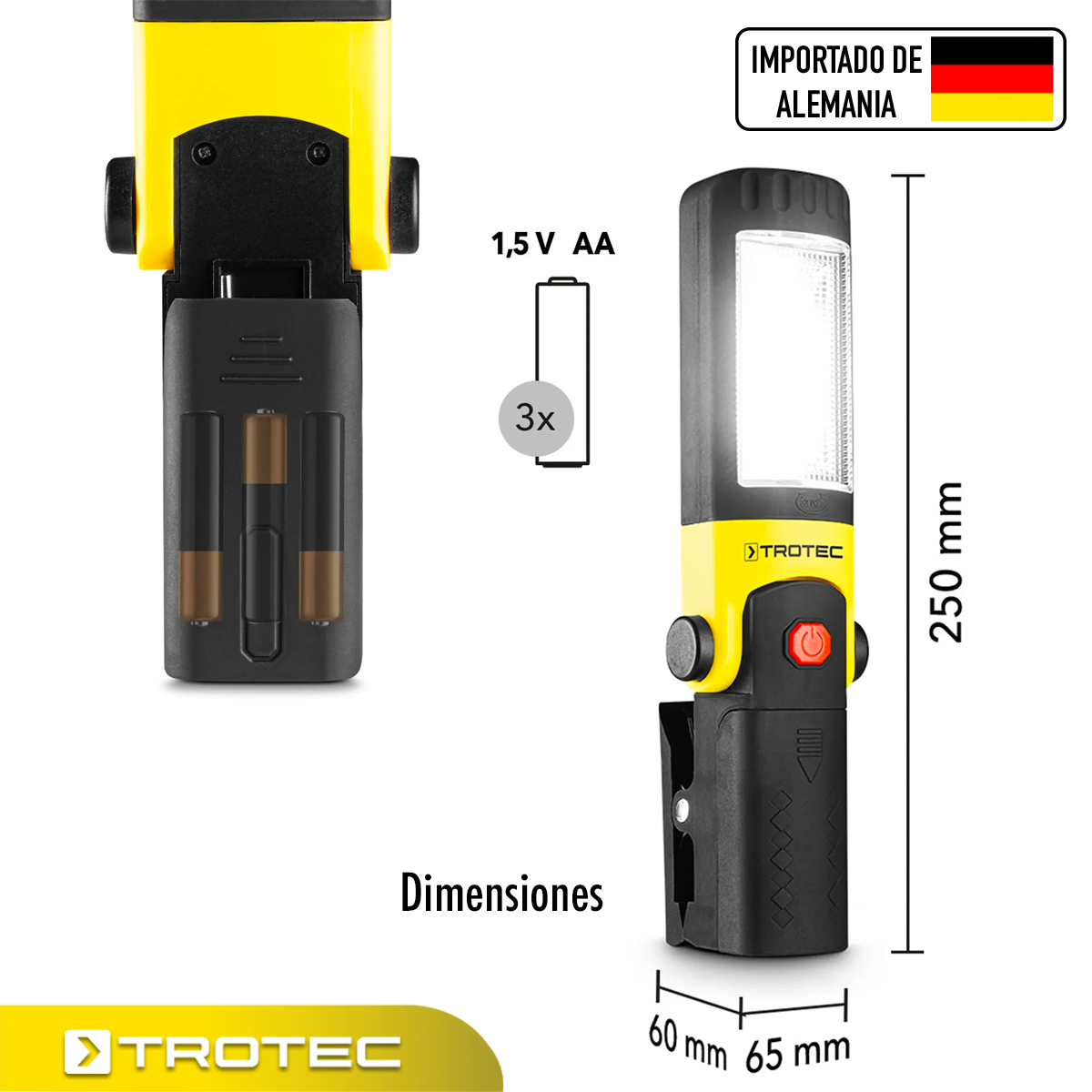 Foto 3 pulgar | Lámpara de Trabajo Led Ide Tubo con 3 Mecanismos de Fijación Trotec Pwls 01-3