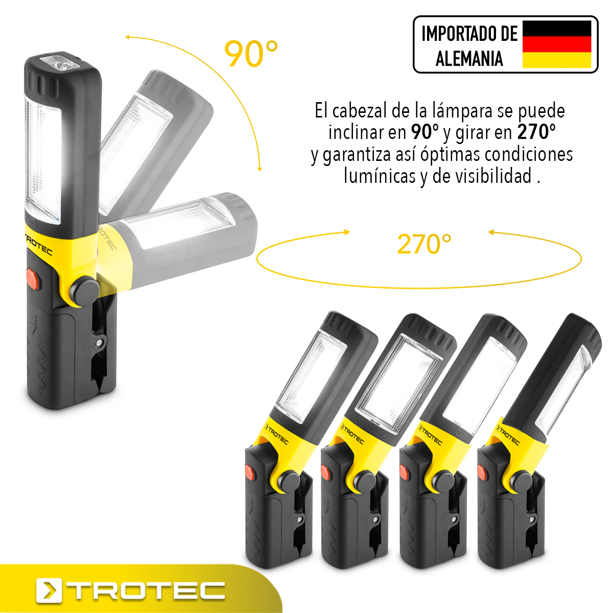 Foto 4 pulgar | Lámpara de Trabajo Led Ide Tubo con 3 Mecanismos de Fijación Trotec Pwls 01-3