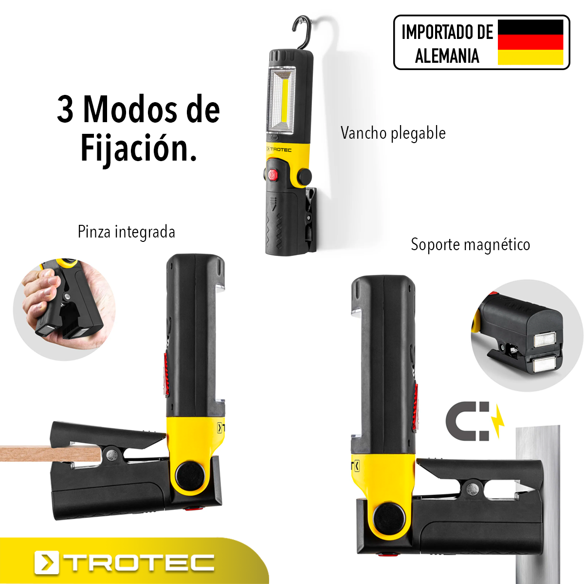 Foto 5 pulgar | Lámpara de Trabajo Led Ide Tubo con 3 Mecanismos de Fijación Trotec Pwls 01-3