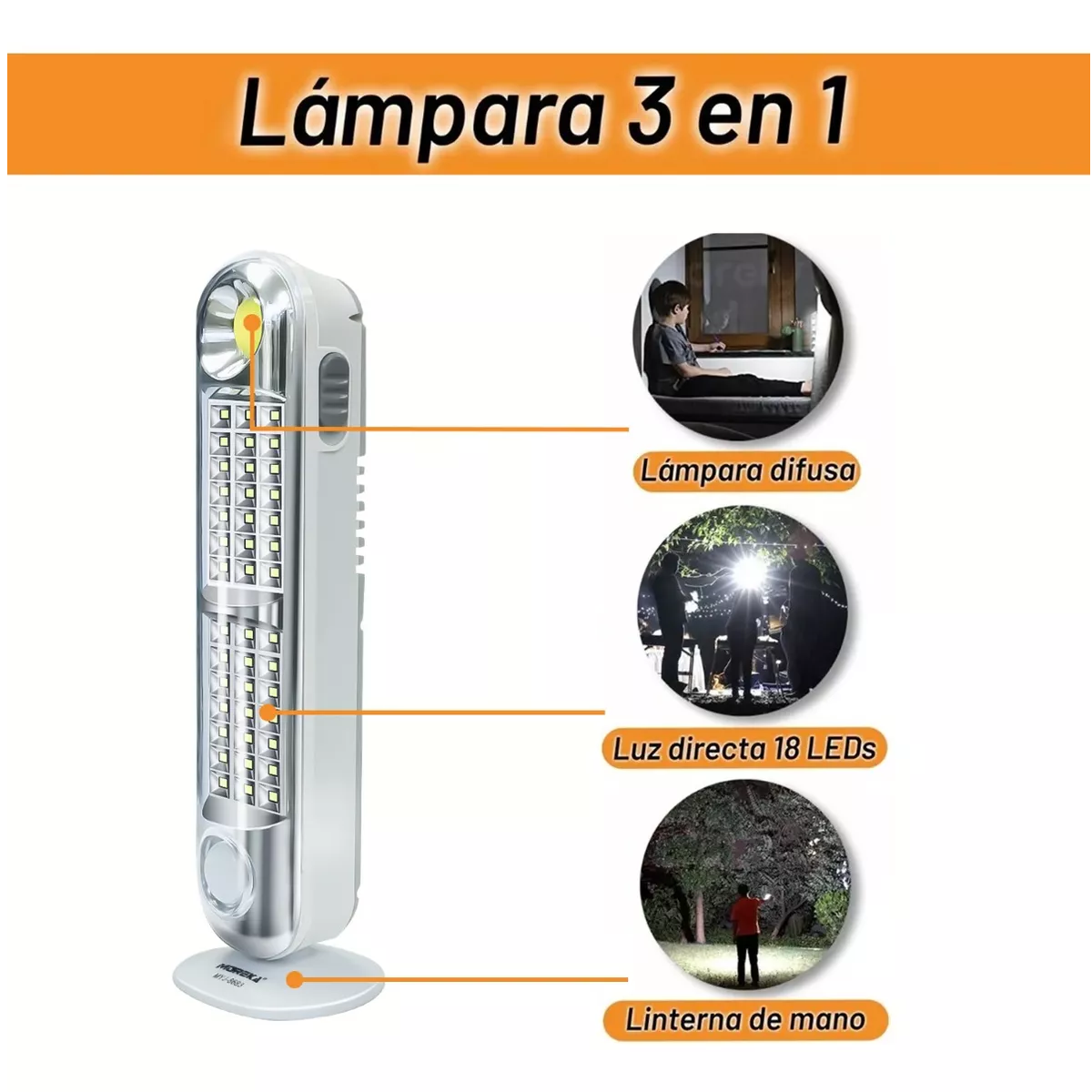 Foto 3 pulgar | Luz De Emergencia Led Recargable Portátil Uso Campo Y Hogar Eo Safe Imports Esi-12000 Blanco