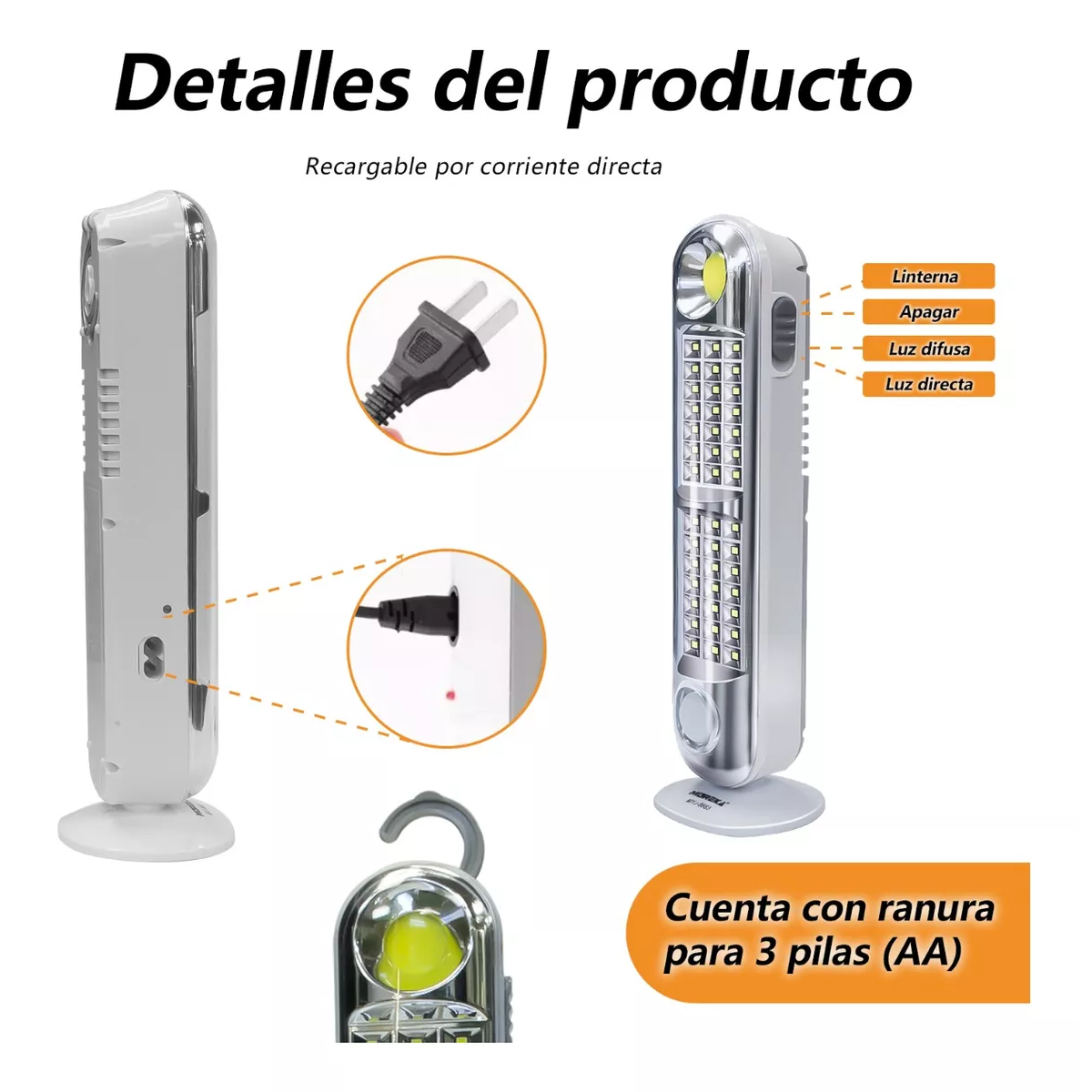 Foto 3 | Luz De Emergencia Led Recargable Portátil Uso Campo Y Hogar Eo Safe Imports Esi-12000 Blanco