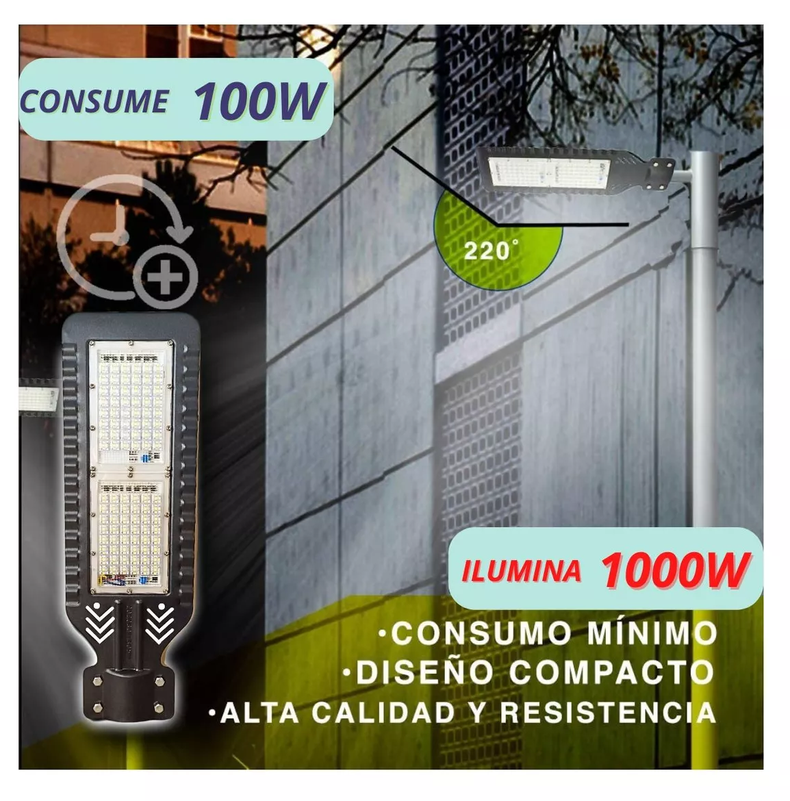 Foto 5 | Lámpara Alumbrado Público Led 100 w Suburbana Luz Blanca Ip65