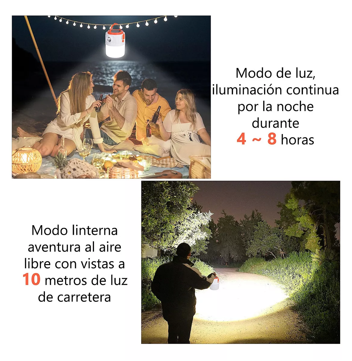 Foto 5 | Lámpara Solar de Emergencia Recargable para Exteriores Blanca