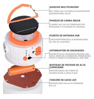 Foto 3 | Lampara Solar De Emergencia Recargable Para Exteriores Color Blanco 5-1-1