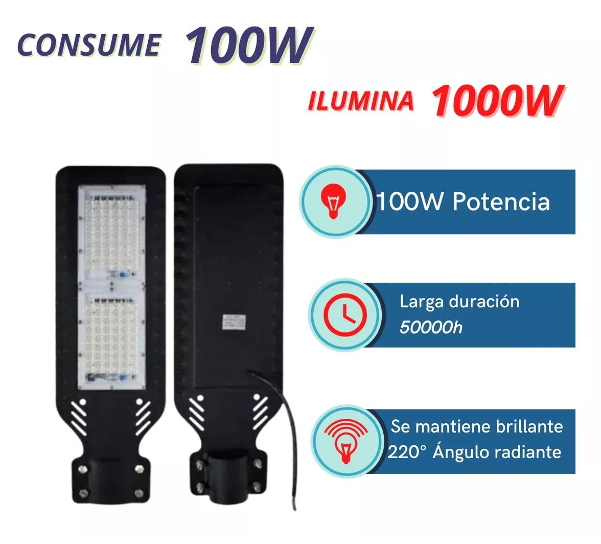 Foto 3 pulgar | Lámpara Suburbana 100w Megaluz Alumbrado Público 9000lm Negro