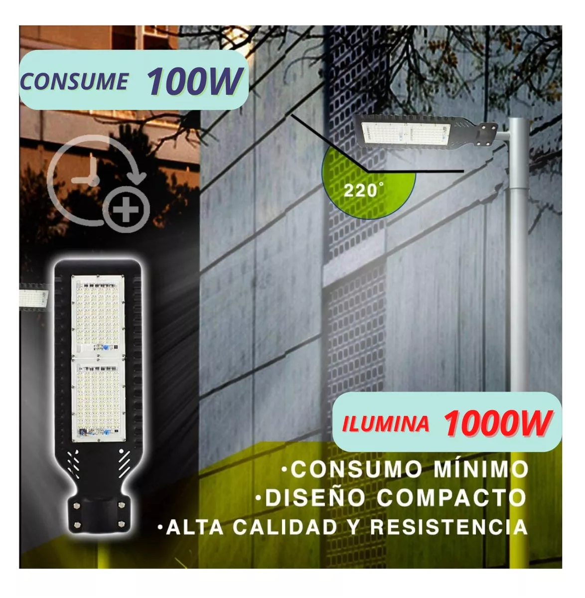 Foto 5 pulgar | Lámpara Suburbana 100w Megaluz Alumbrado Público 9000lm Negro