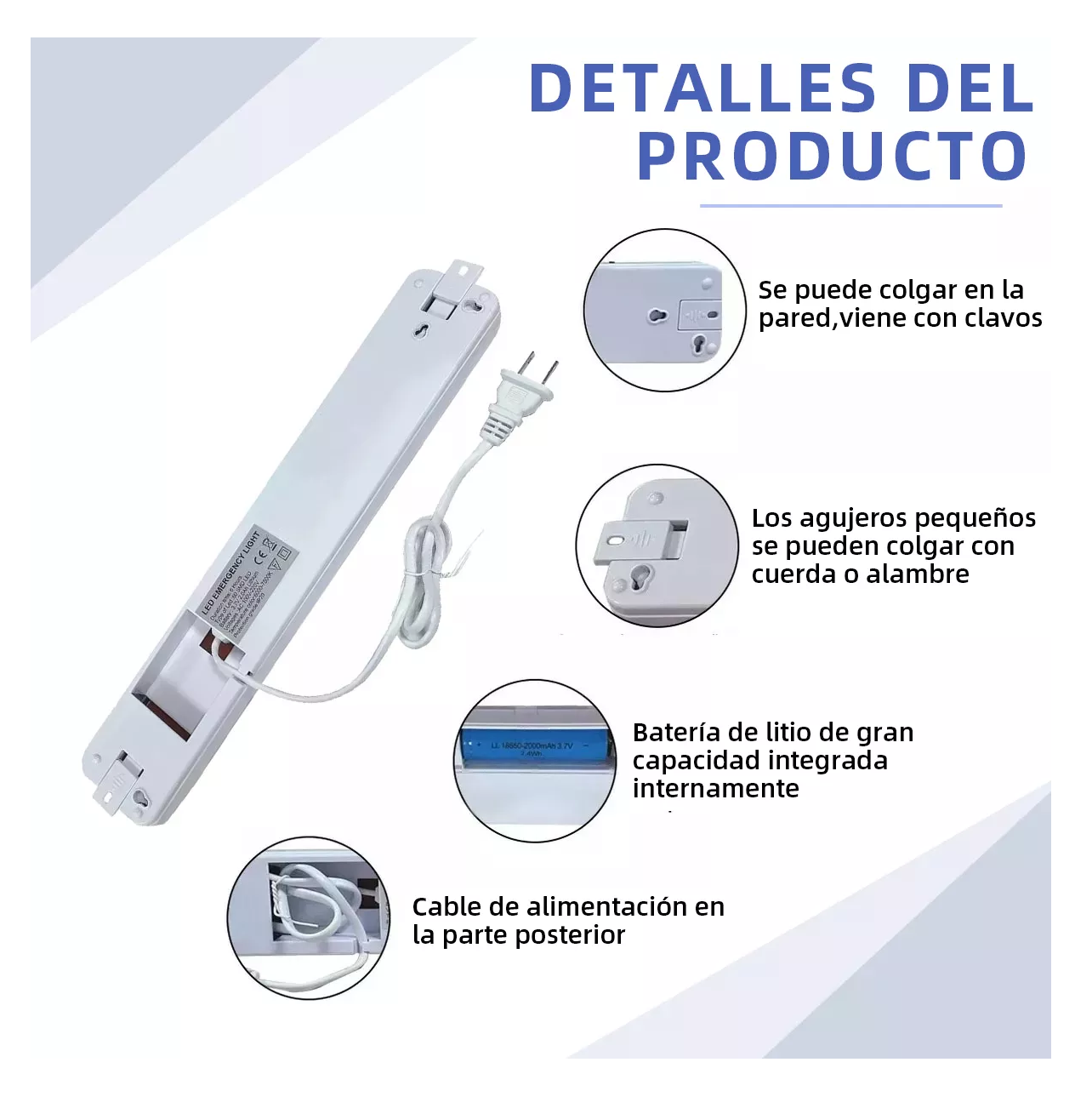 Foto 4 pulgar | Lámpara De Emergencia De 60 Leds Recargable 2 Pcs Blanca