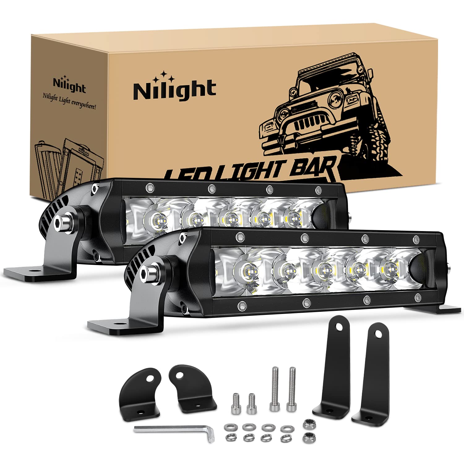 Barra De Luces Led Nilight Super Slim De 7 Pulgadas Y 30 W Spot 3600 Lm - Venta Internacional.