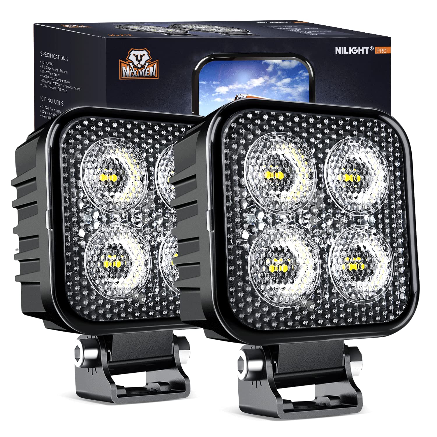 Foto 2 pulgar | Luz De Trabajo Nilight, 2 Unidades, Cápsulas Led De 3 Pulgadas, 1500 Lúmenes, 90°, Inundación - Venta Internacional.