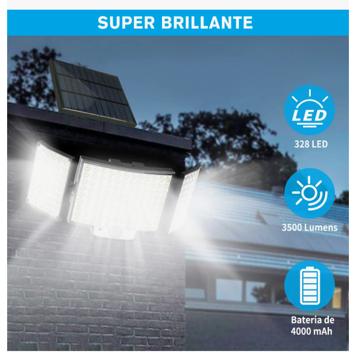 Foto 3 pulgar | Led Lámpara Solar Exterior Jardin Pared Sensor Luz