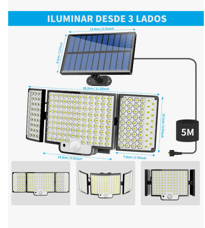 Foto 5 pulgar | Led Lámpara Solar Exterior Jardin Pared Sensor Luz