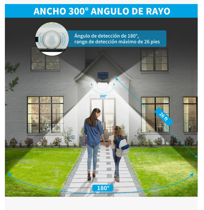 Foto 7 pulgar | Led Lámpara Solar Exterior Jardin Pared Sensor Luz
