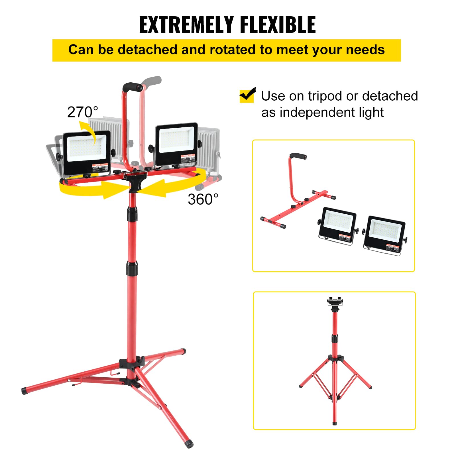 Foto 5 | Lámpara De Trabajo Led Vevor De 10000 Lúmenes Con Trípode Ajustable Con Soporte - Venta Internacional.