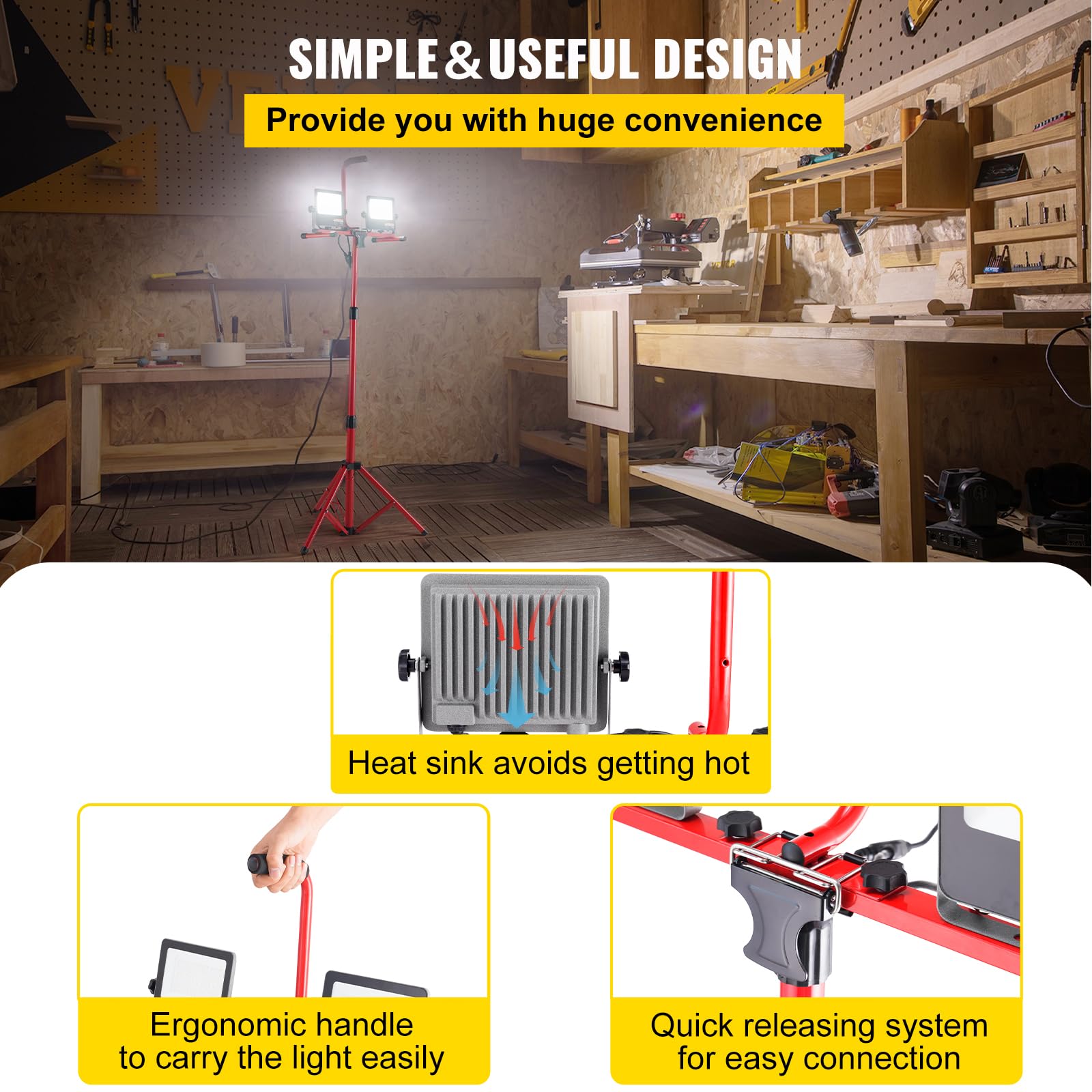 Foto 7 pulgar | Lámpara De Trabajo Led Vevor De 10000 Lúmenes Con Soporte De Trípode Ajustable - Venta Internacional.
