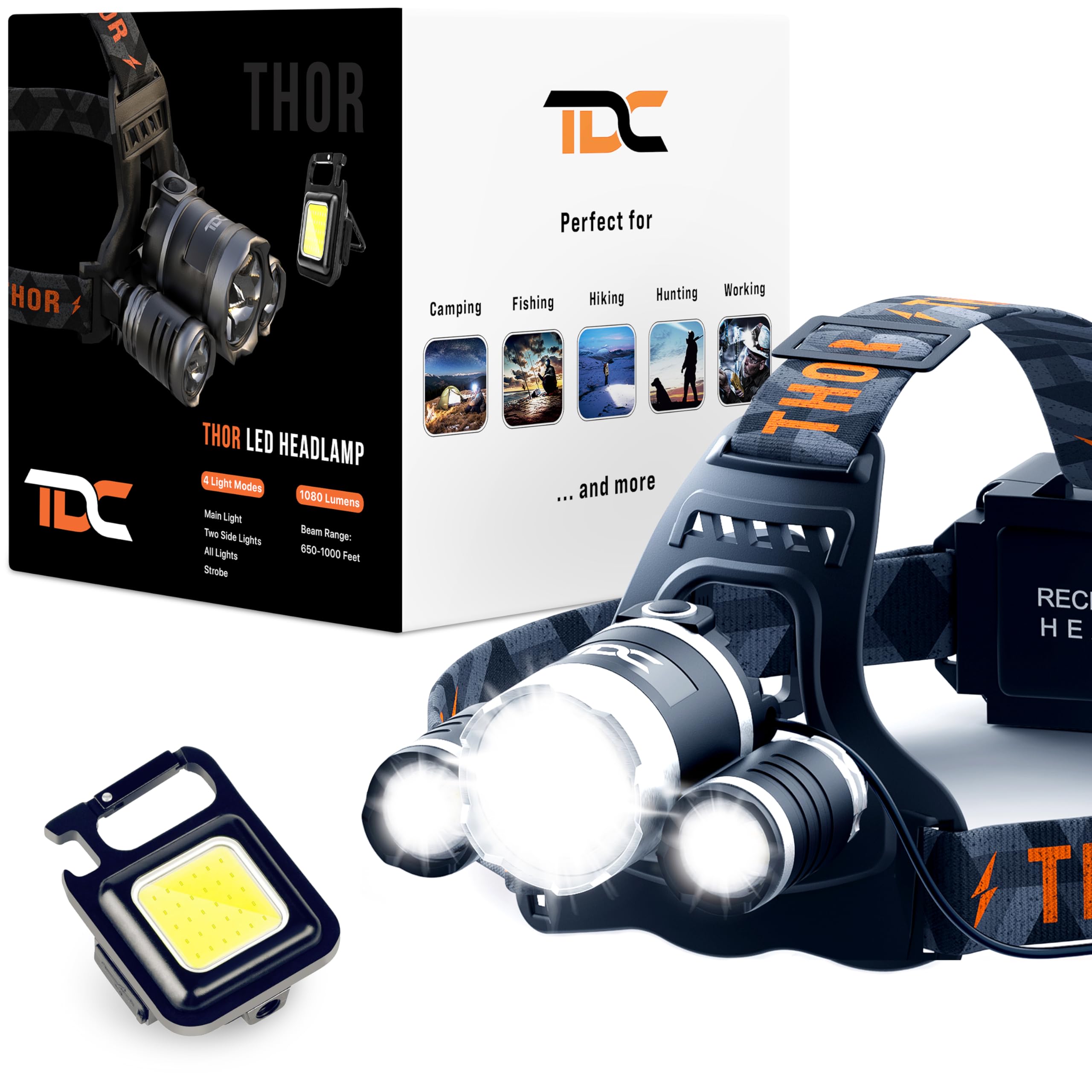 Foto 2 pulgar | Combo De Faros Tdc Thor Recargables Con Llavero Cob - Venta Internacional.