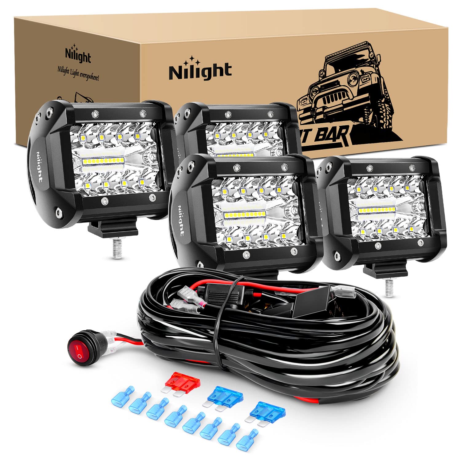Foto 2 pulgar | Barra De Luces Led Nilight Zh416, 4 Unidades, 10 Cm, 60 W, Combo Flood Spot - Venta Internacional.