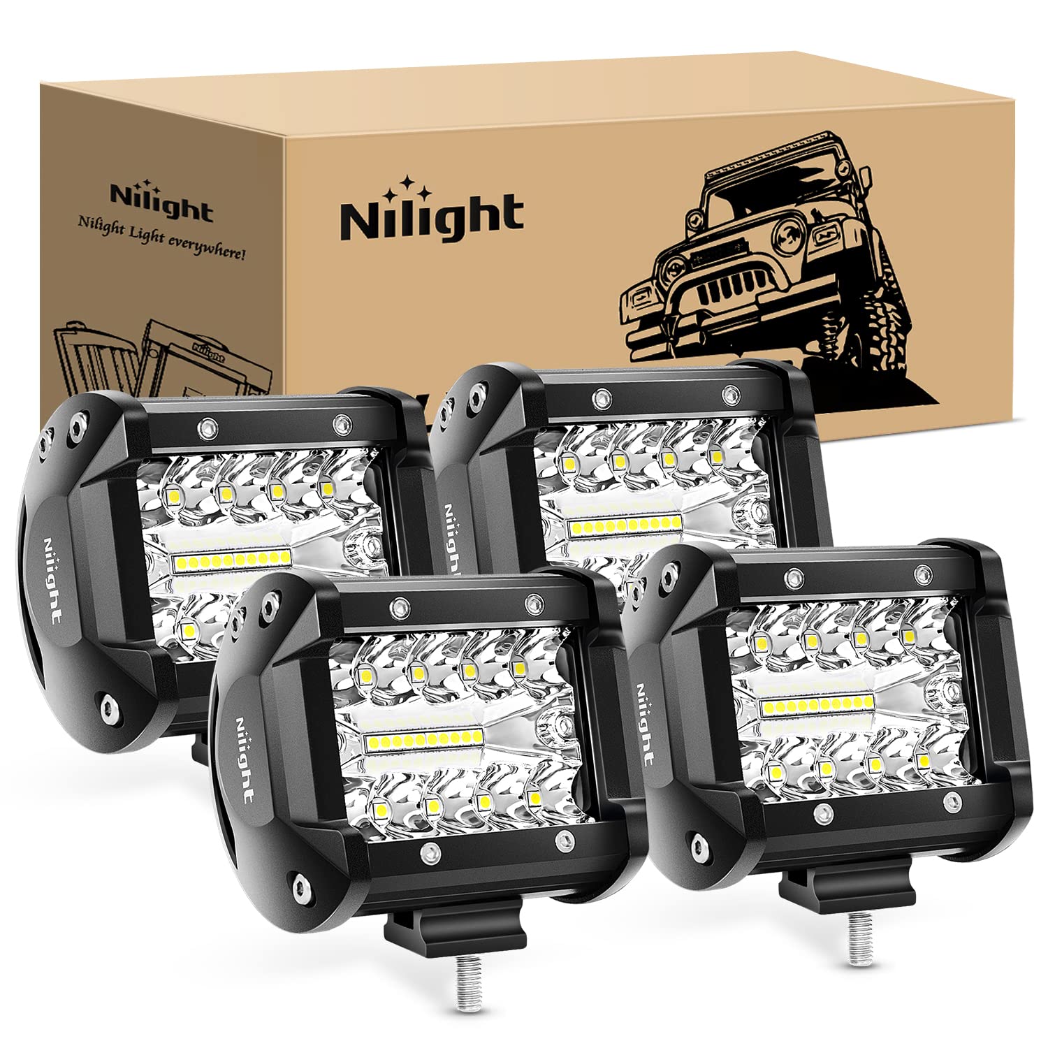 Foto 2 pulgar | Barra De Luces Led Nilight, 4 Unidades, 60 W, 6000 Lúmenes, 4 Pulgadas, Para Todo Terreno - Venta Internacional.