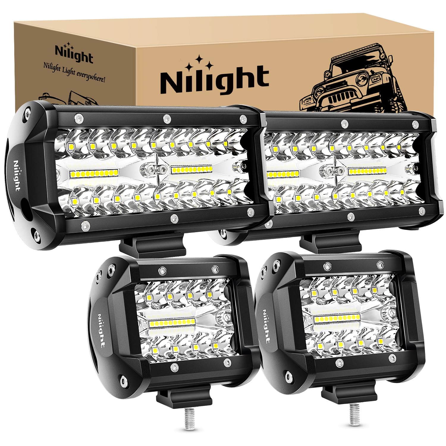 Foto 1 | Cápsulas De Luz Led Y Barra De Luz Nilight De 4 Y 6.5 Pulgadas, 120 W - Venta Internacional.
