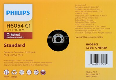 Foto 2 | Linterna Frontal Philips H6054c1, Halógena Estándar, Haz Sellado, Paquete De 1 Unidad - Venta Internacional.