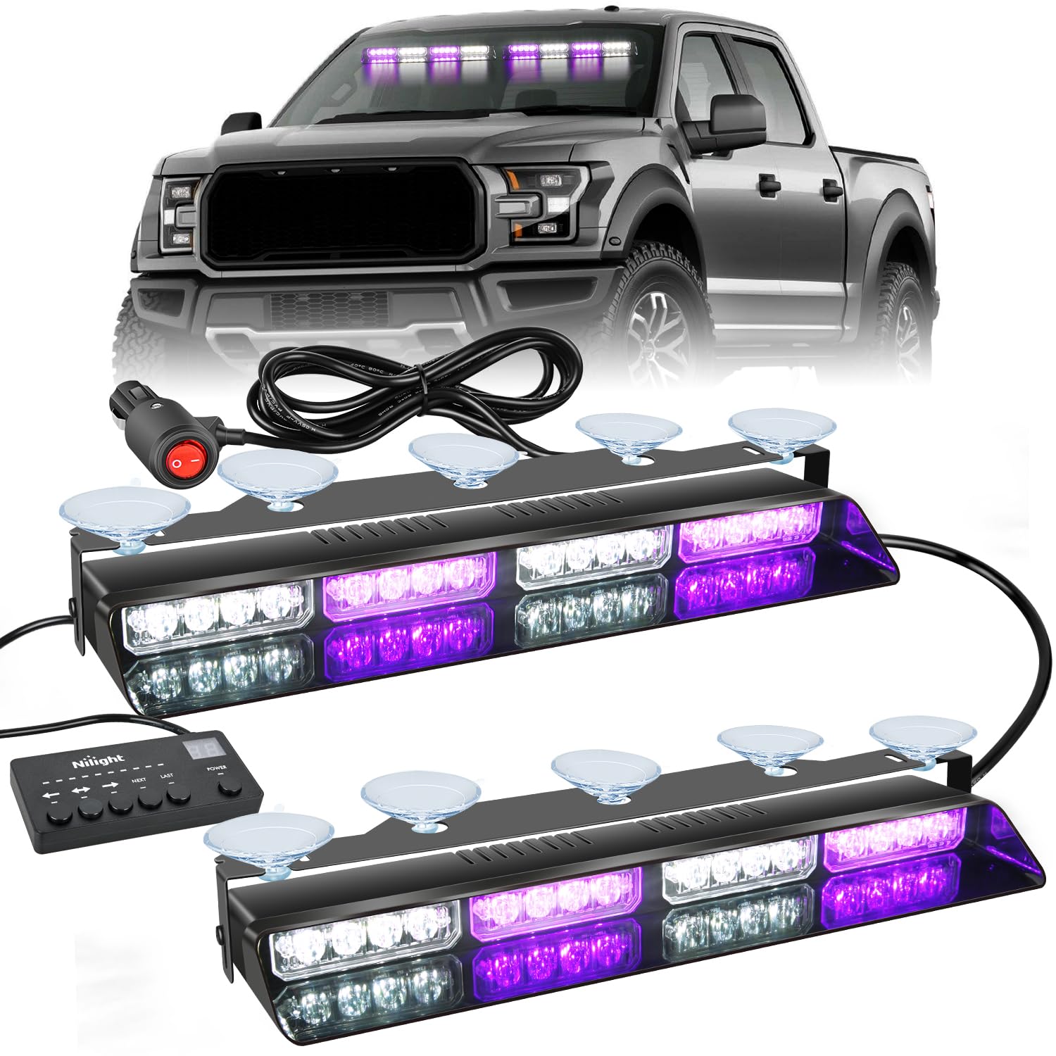 Foto 2 pulgar | Luces Estroboscópicas De Emergencia Para Salpicadero, 32 Led, Color Lila Y Blanco - Venta Internacional.