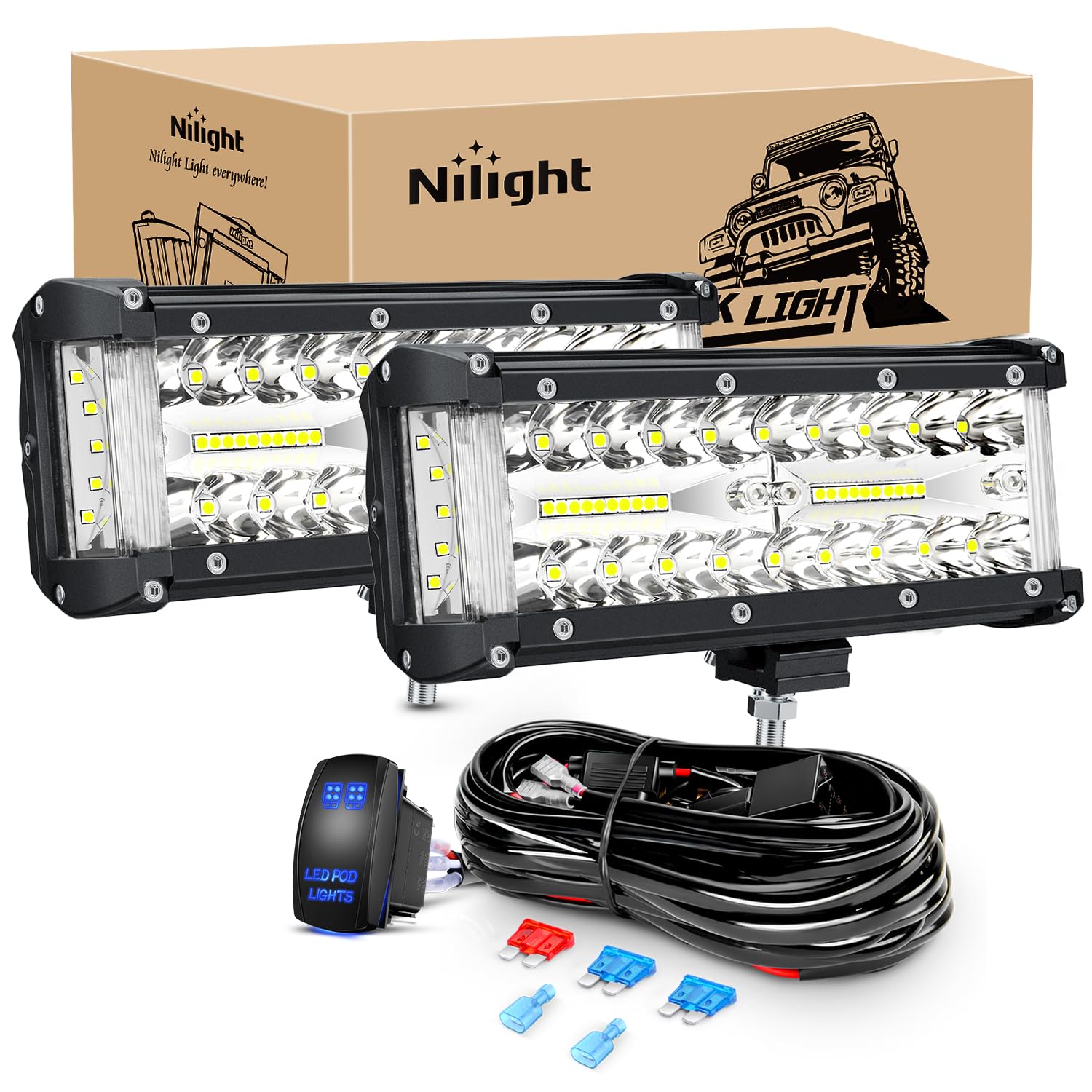 Foto 2 pulgar | Barra De Luces Led Nilight Side Shooter De 7 Pulgadas, 150 W, 2 Unidades - Venta Internacional.