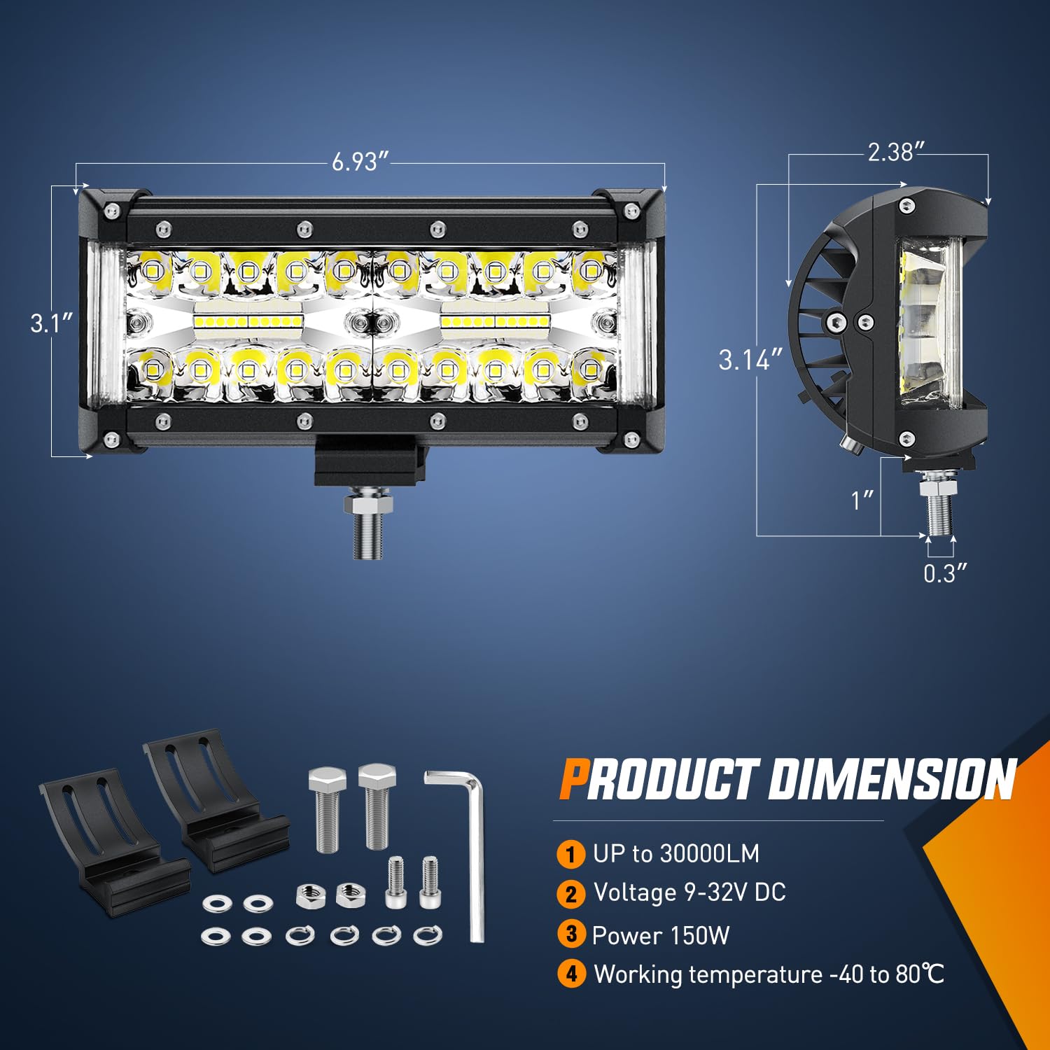 Foto 3 pulgar | Barra De Luces Led Nilight Side Shooter De 7 Pulgadas, 150 W, 2 Unidades - Venta Internacional.