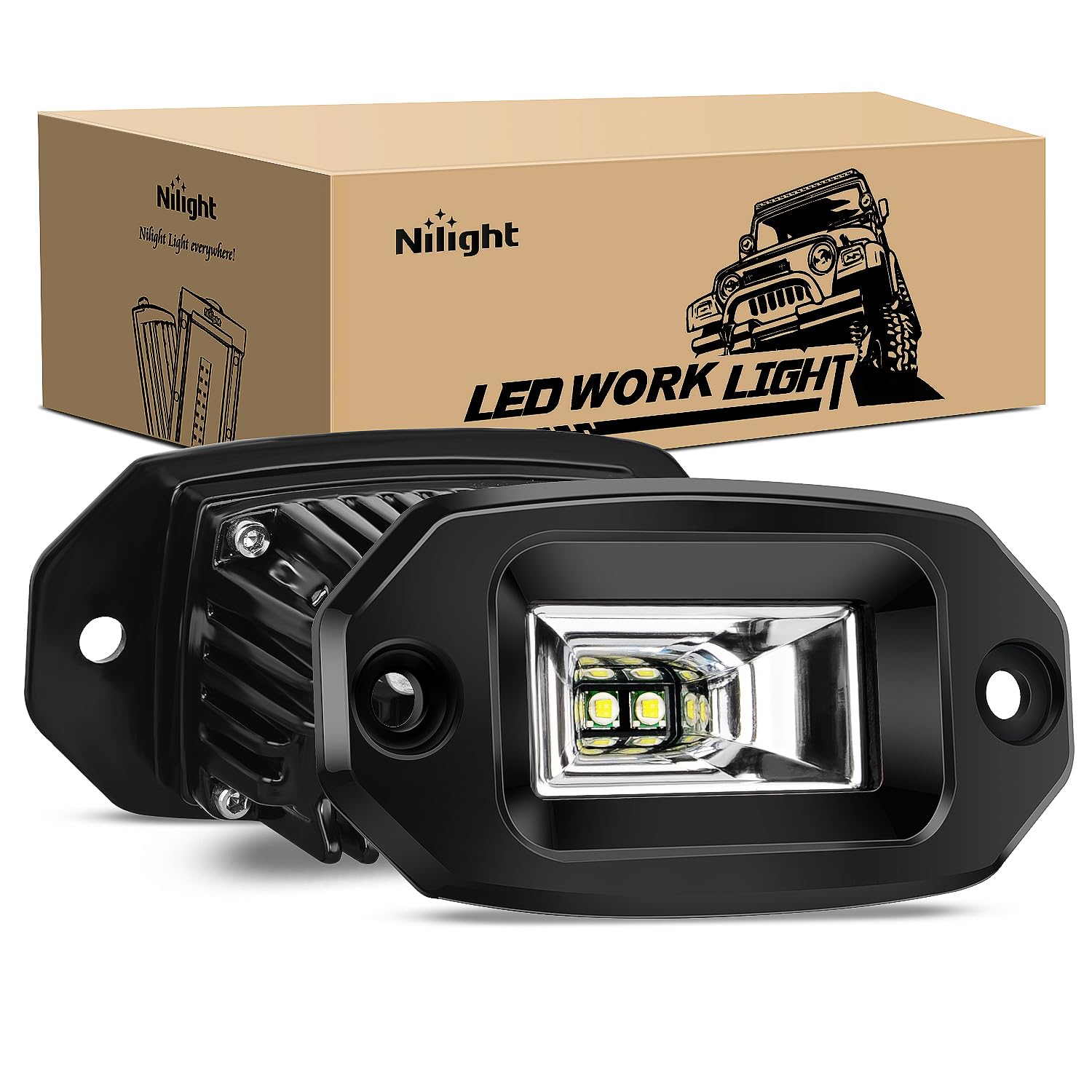 Foto 2 pulgar | Lámpara Led De Trabajo Nilight, 20 W, Montaje Empotrado, Haz De Inundación, 2 Unidades - Venta Internacional.