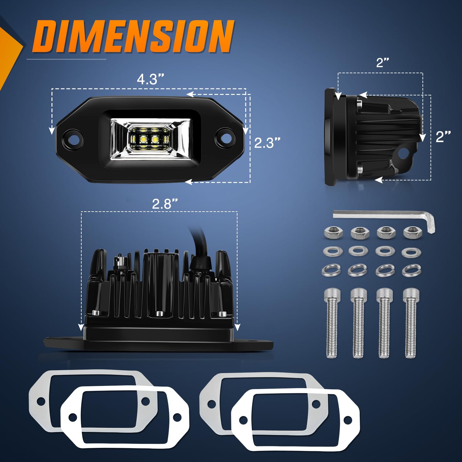 Foto 3 pulgar | Lámpara Led De Trabajo Nilight, 20 W, Montaje Empotrado, Haz De Inundación, 2 Unidades - Venta Internacional.