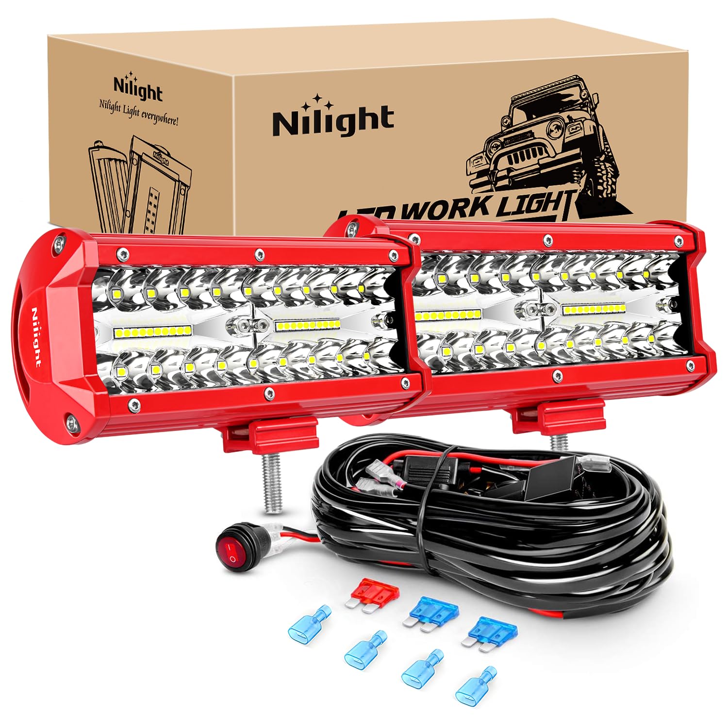Foto 2 pulgar | Barra De Luces Led Nilight, 2 Unidades, 16,5 Cm, Triple Hilera, 120 W, Spot Flood - Venta Internacional.