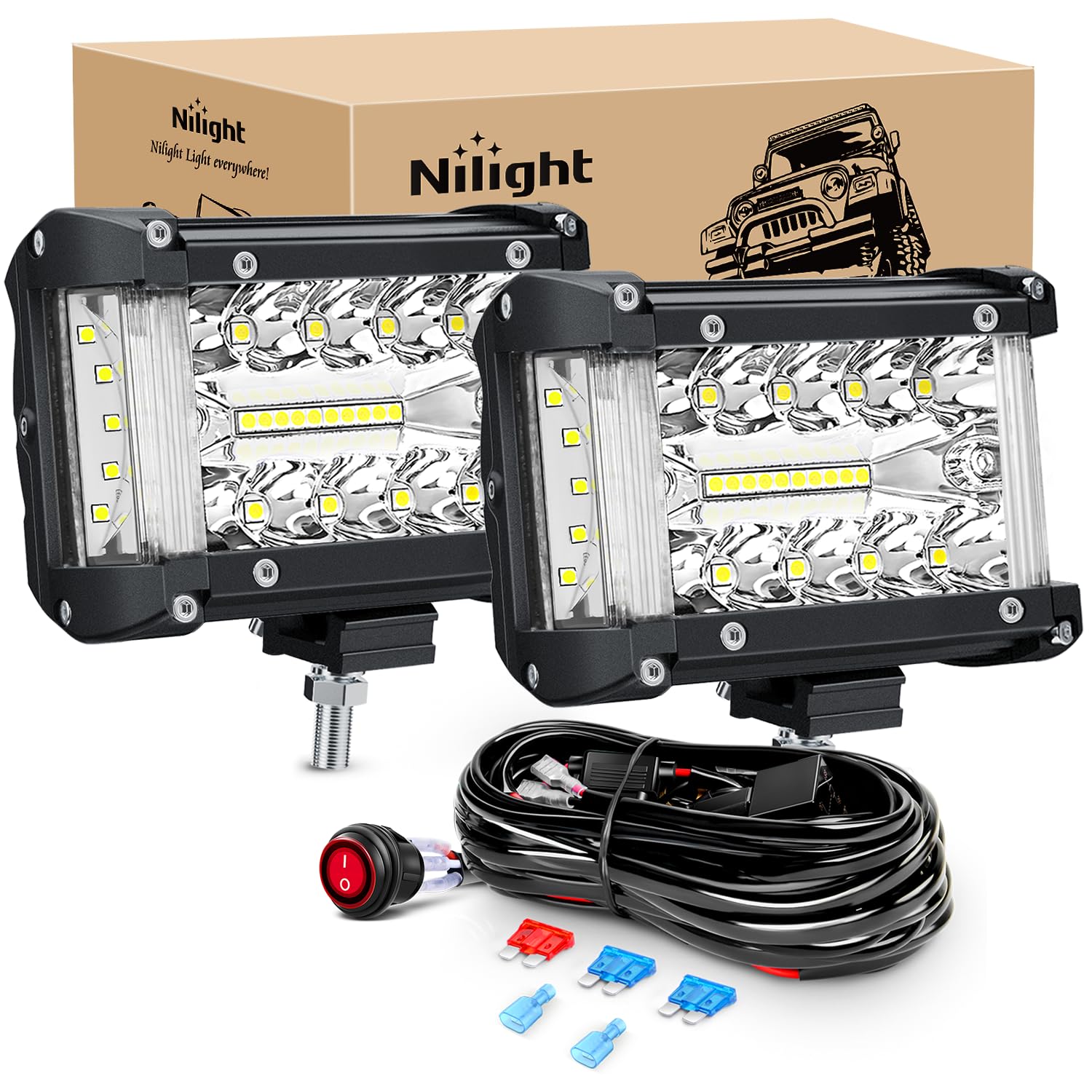 Foto 2 pulgar | Barra De Luces Led Nilight Side Shooter, 4,3 Pulgadas, 60 W, 2 Unidades - Venta Internacional.