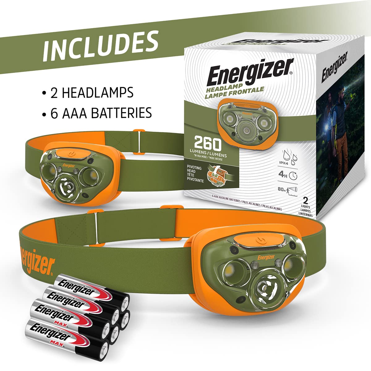 Foto 8 pulgar | Linterna Frontal Energizer Led Pro (paquete De 2) Ipx4 Resistente Al Agua - Venta Internacional.