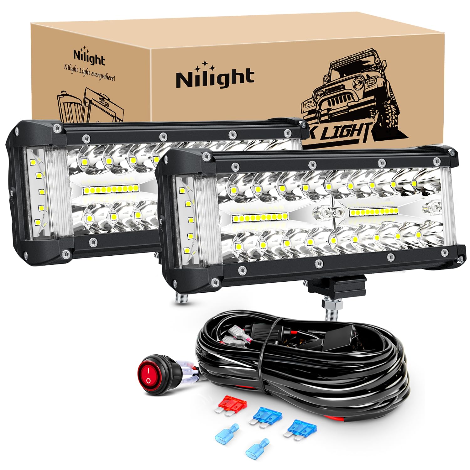 Foto 2 pulgar | Barra De Luces Led Nilight Side Shooter De 7 Pulgadas, 150 W, 2 Unidades - Venta Internacional.