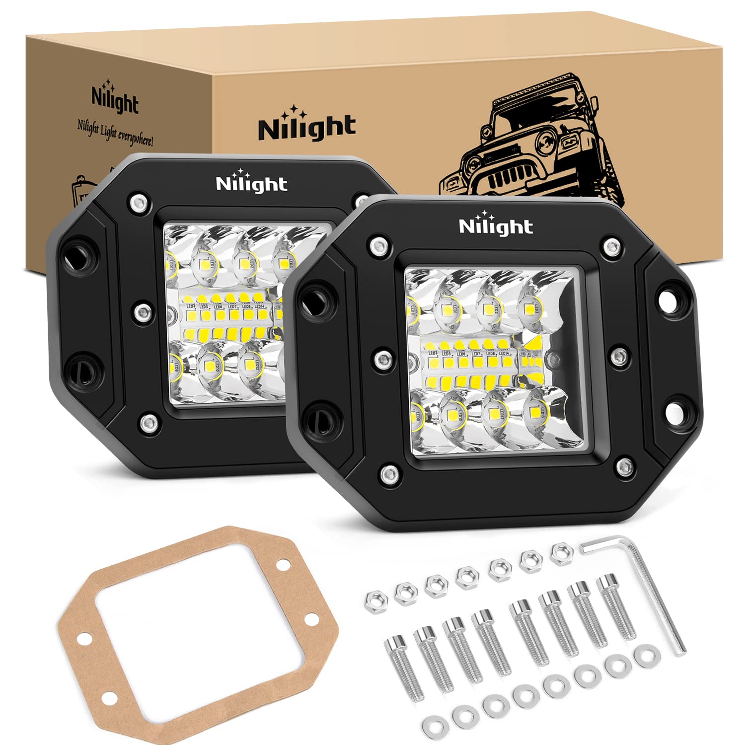 Foto 2 pulgar | Paquete De Luces Led Nilight, 42 W, Montaje Empotrado, Spot Flood, 2 Unidades - Venta Internacional.
