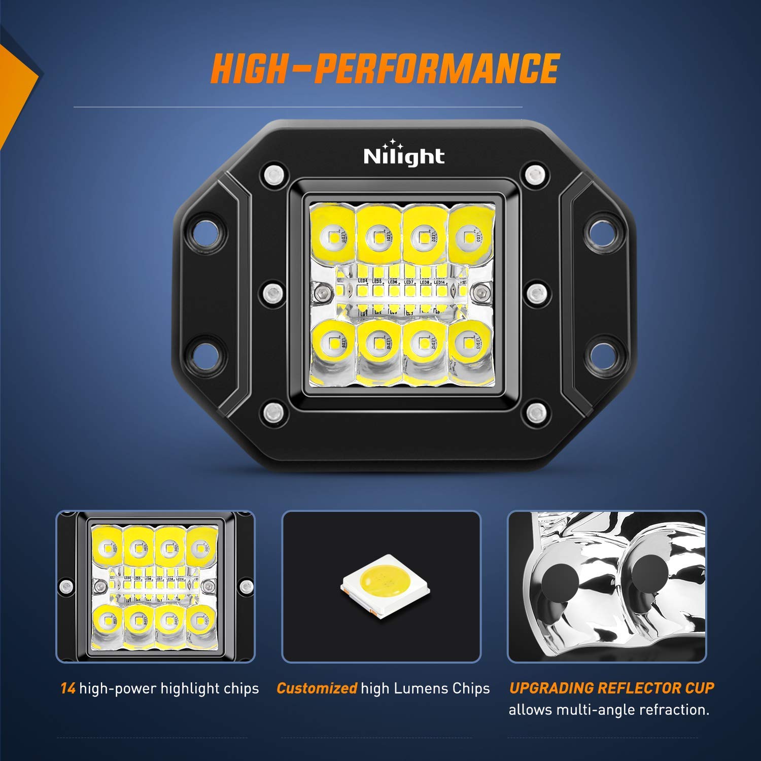 Foto 4 pulgar | Paquete De Luces Led Nilight, 42 W, Montaje Empotrado, Spot Flood, 2 Unidades - Venta Internacional.