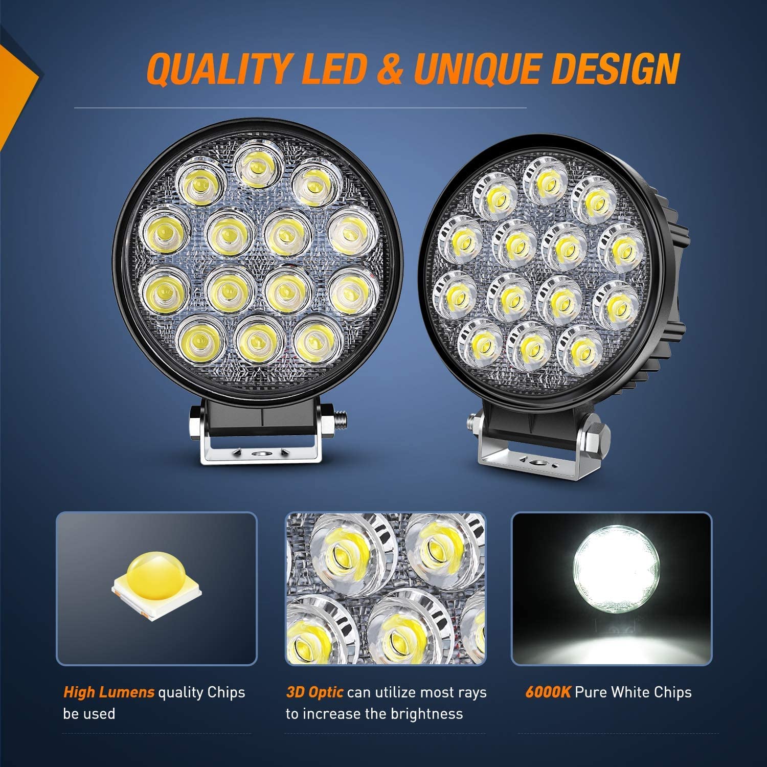 Foto 4 | Luz De Inundación Redonda Led Pods Nilight De 4,5 Pulgadas, 42 W, 4200 Lúmenes - Venta Internacional.
