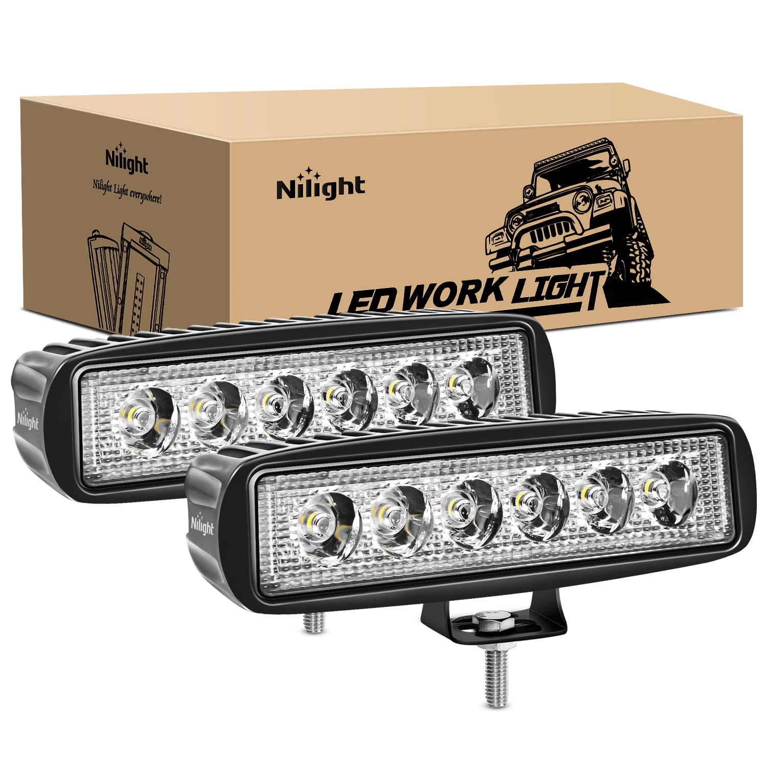 Foto 1 | Barra De Luces Led Nilight De 18 W Para Conducción Puntual, Barco Todoterreno, 2 Unidades - Venta Internacional.