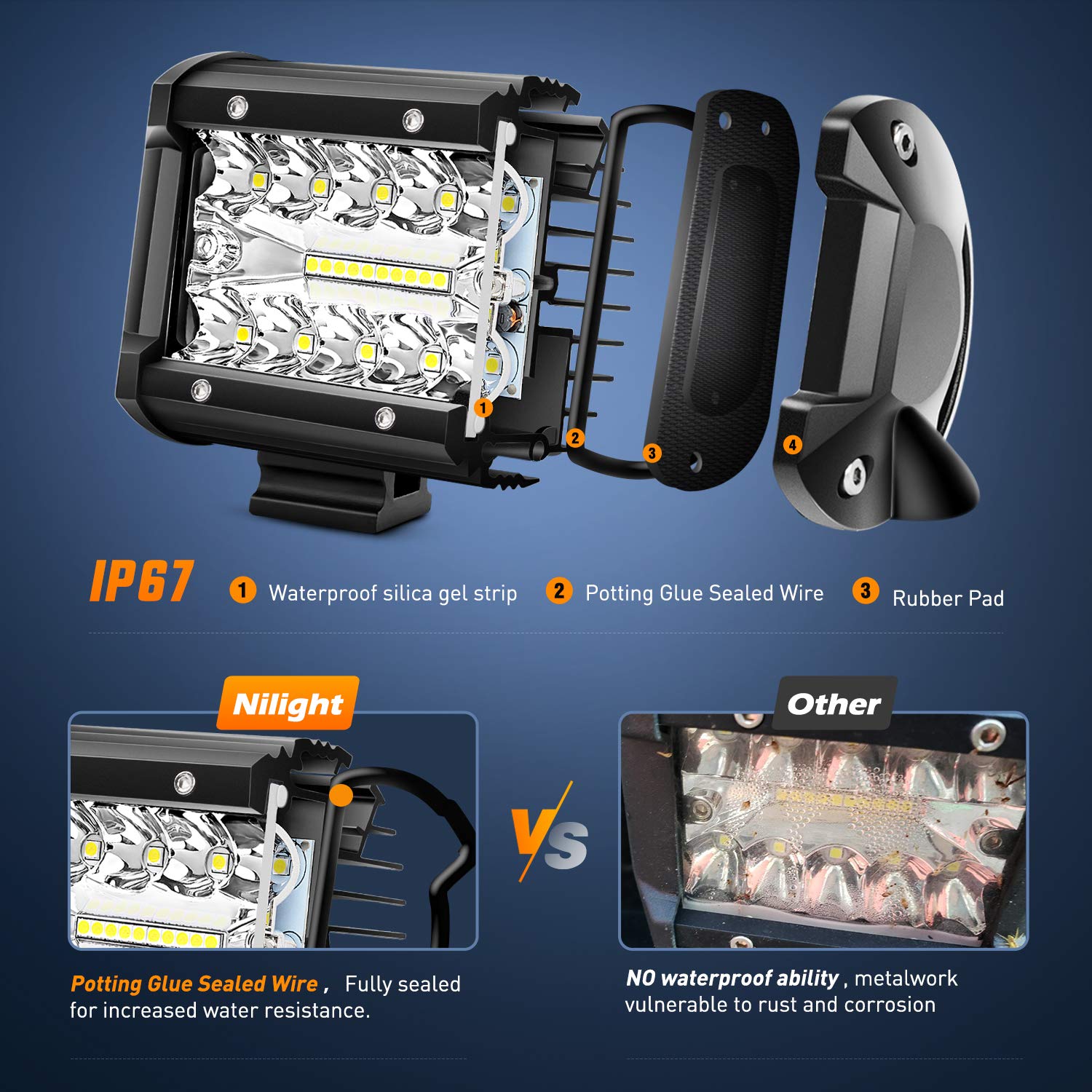 Foto 5 pulgar | Barra De Luces Led Nilight, 60 W, 10 Cm, Combo De 2 Unidades Con Kit - Venta Internacional.