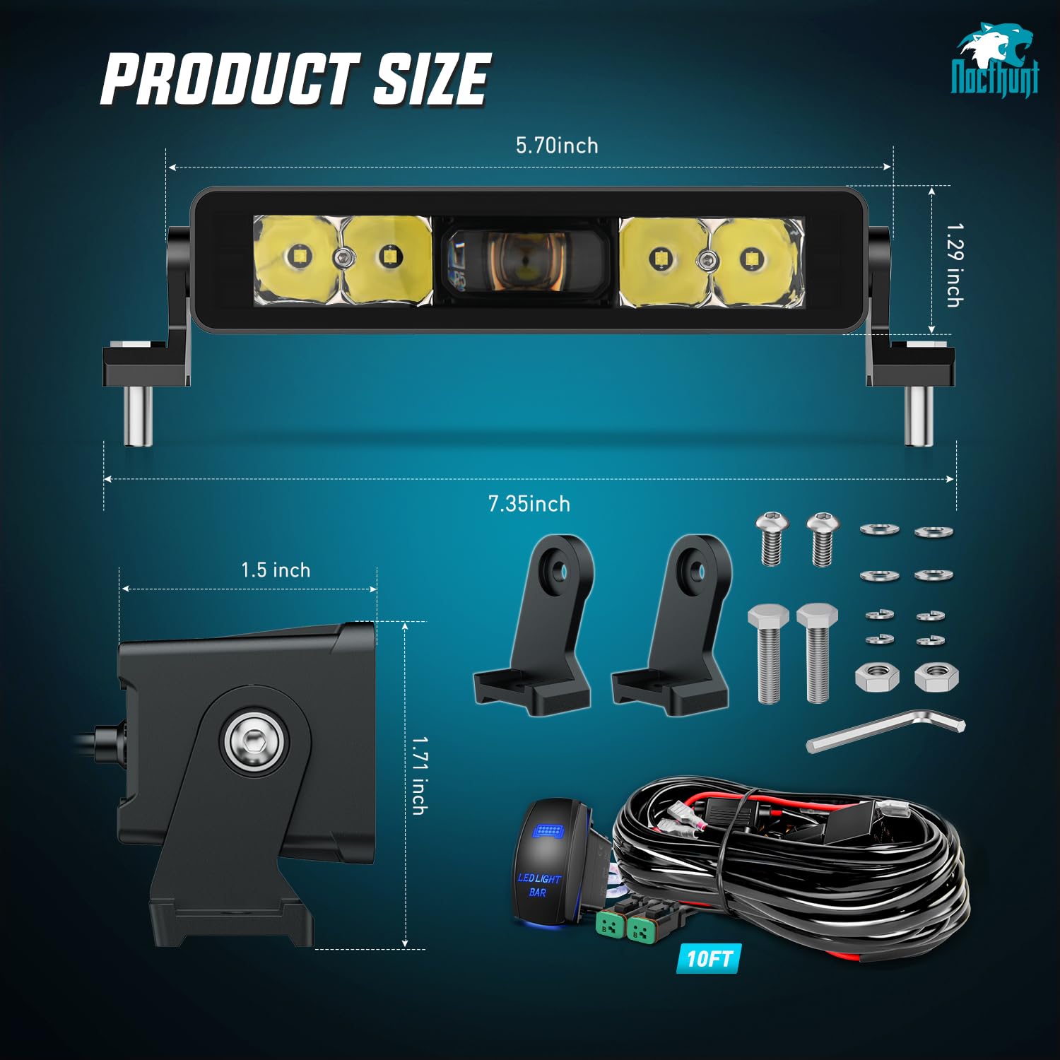 Foto 2 | Barra De Luces Led Nilight De 20 Cm, 5 Led, 2 Unidades, Foco De Una Sola Fila - Venta Internacional.