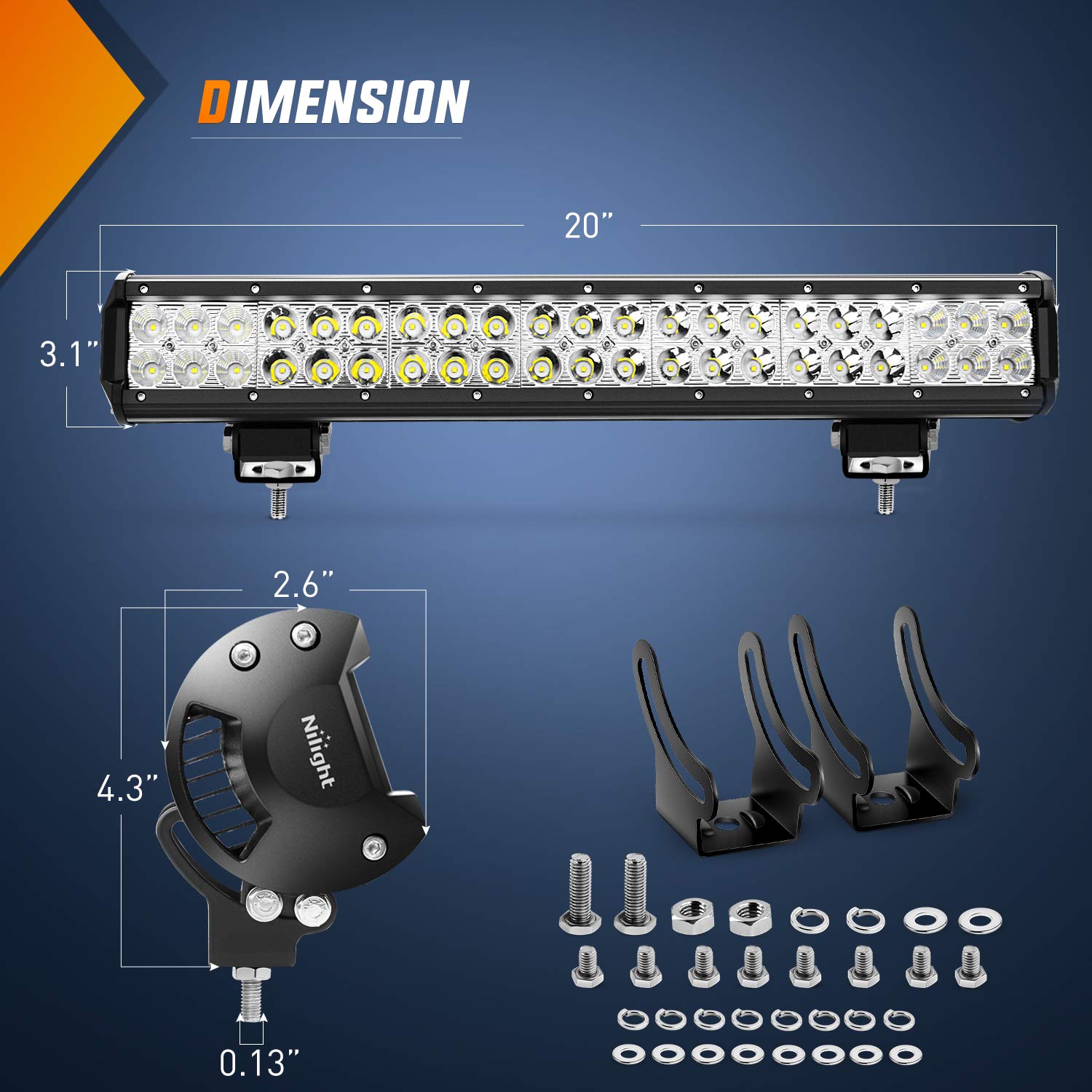 Foto 3 pulgar | Barra De Luces Led Nilight Zh002, 20 Pulgadas, 126 W, Spot Flood Combo - Venta Internacional.