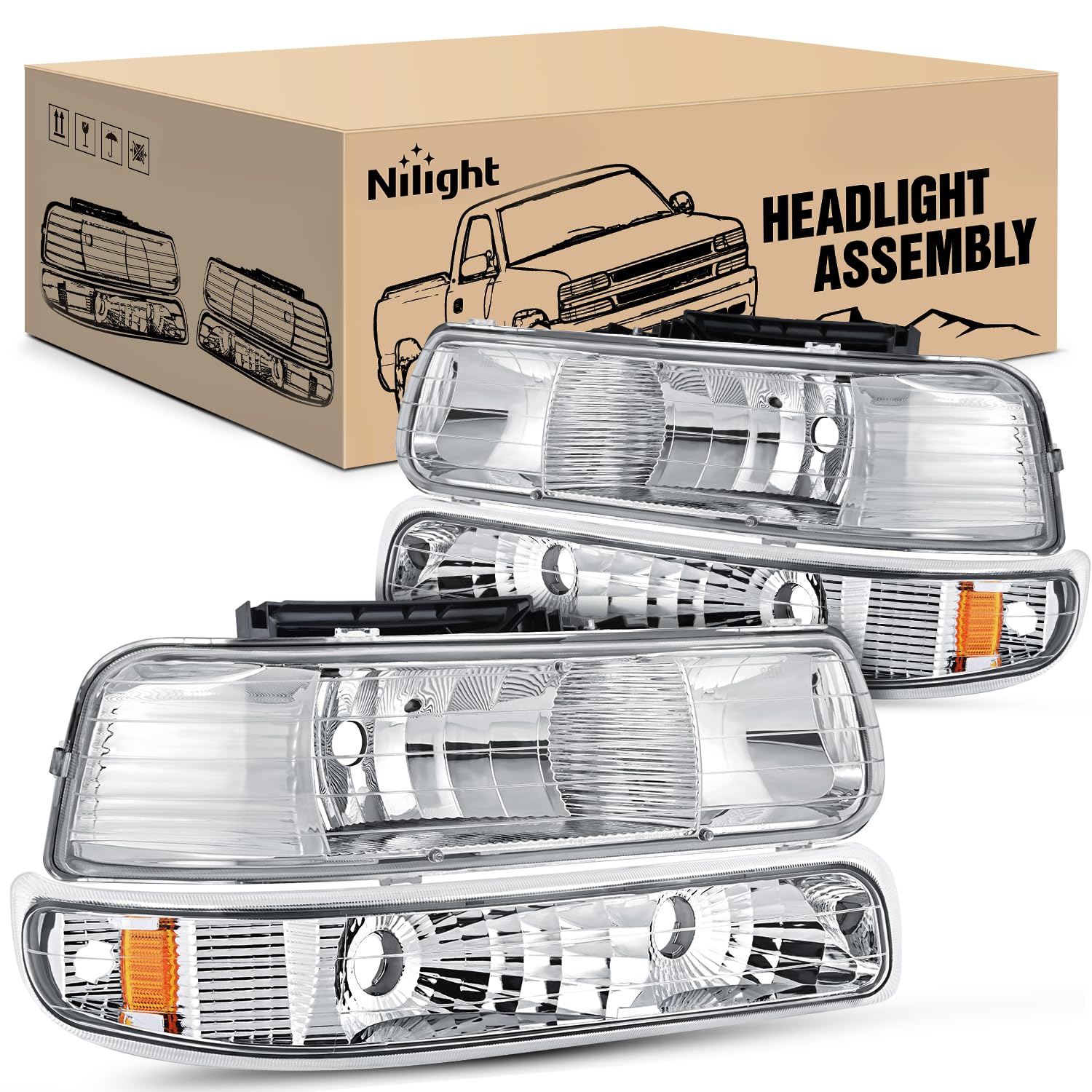 Foto 2 pulgar | Conjunto De Faros Nilight Para Chevy Silverado 1999-2002 - Venta Internacional.