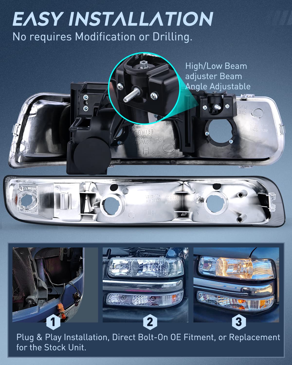 Foto 4 pulgar | Conjunto De Faros Nilight Para Chevy Silverado 1999-2002 - Venta Internacional.